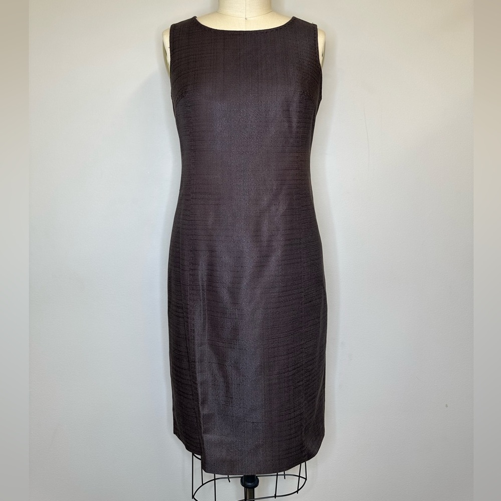 MaxMara Studio Chocolate Brown Texture Sheath Dress
